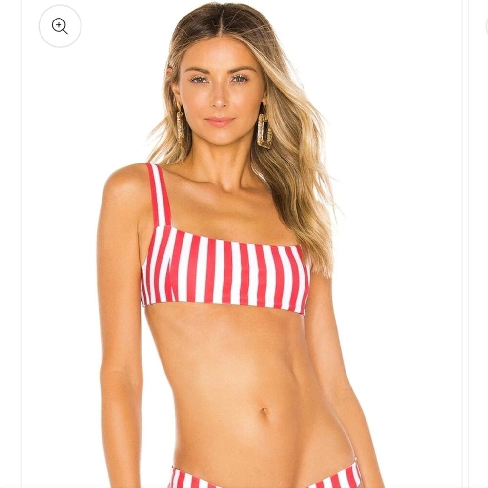 Tularosa Karmen Bikini Top Red White Striped Small NWT